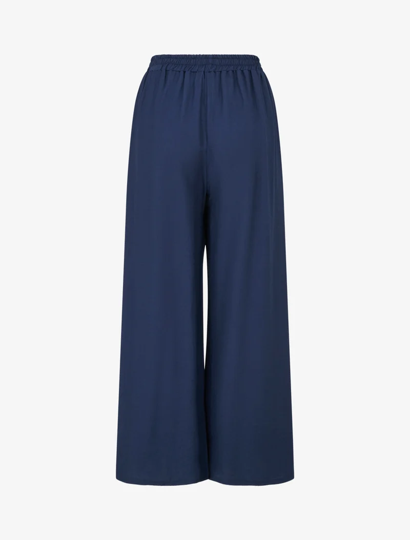 Weite Hose mit Faltendetail - Marine