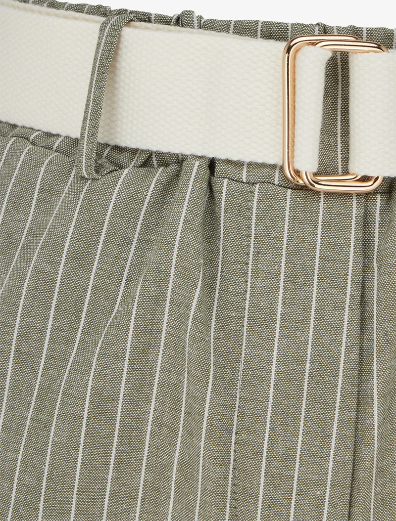 Gestreifte elastische Hose - Kaki