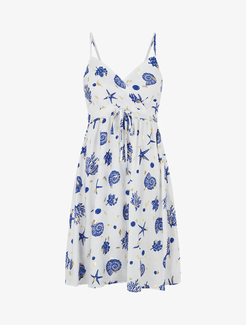 Midikleid mit Matrosenmusterprint - Königsblau