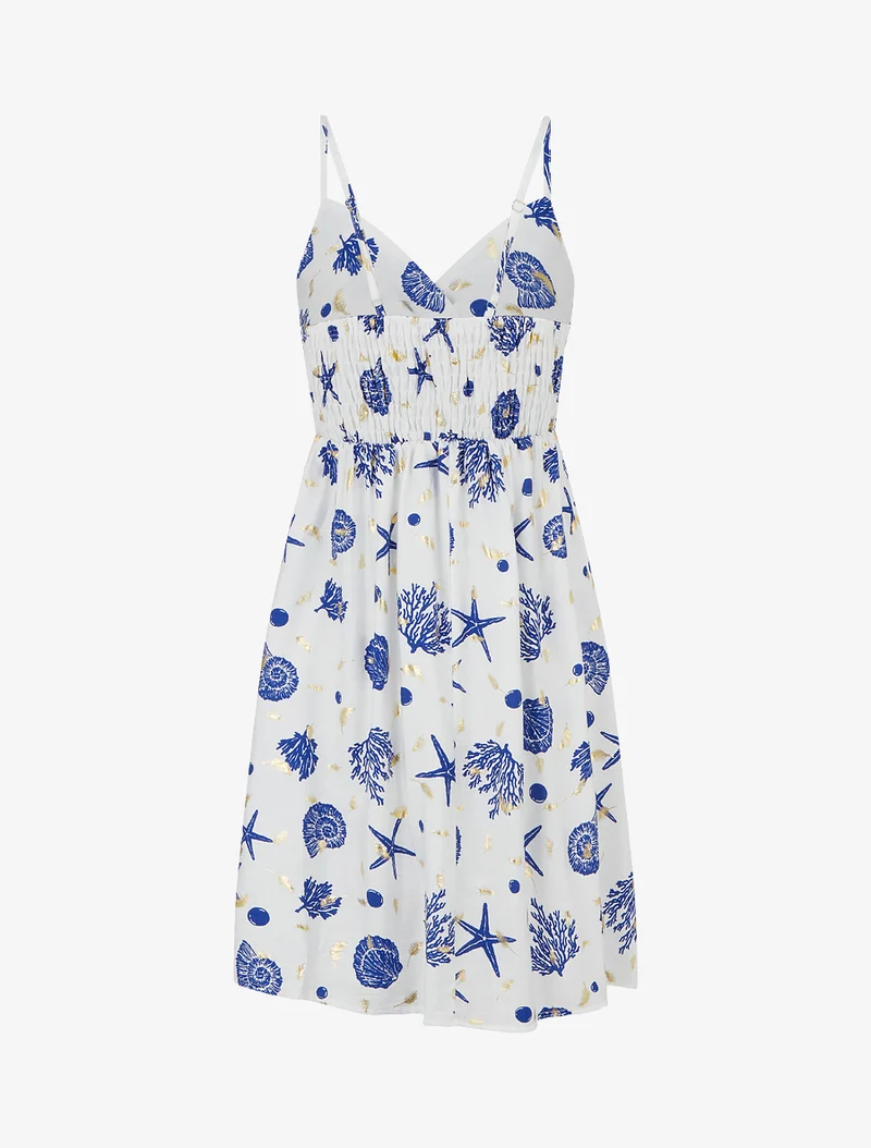 Midikleid mit Matrosenmusterprint - Königsblau
