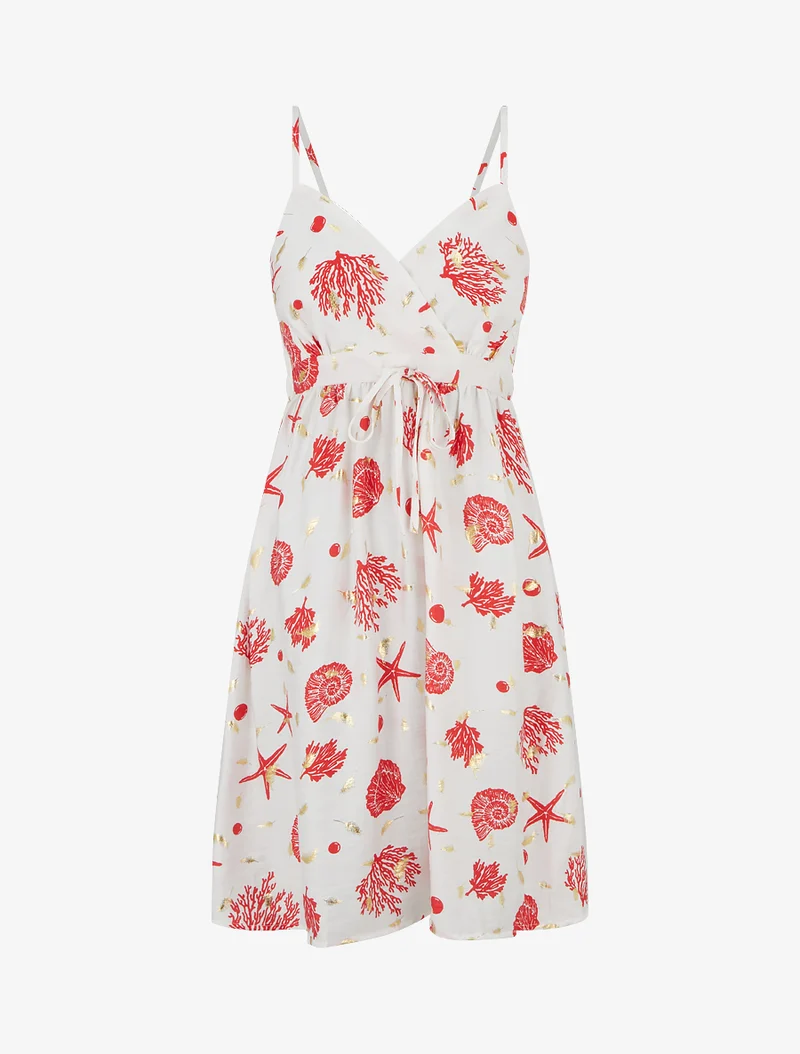Midikleid mit Matrosenmusterprint - Rot