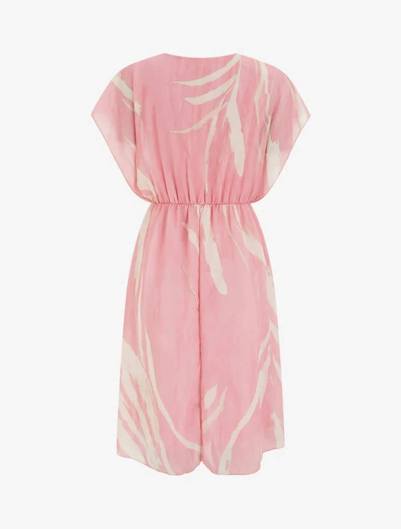 Grafisches Wickelkleid mit V-Ausschnitt - Altrosa