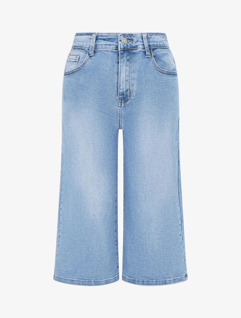 Gerade geschnittene Jeans-Bermuda - Blau
