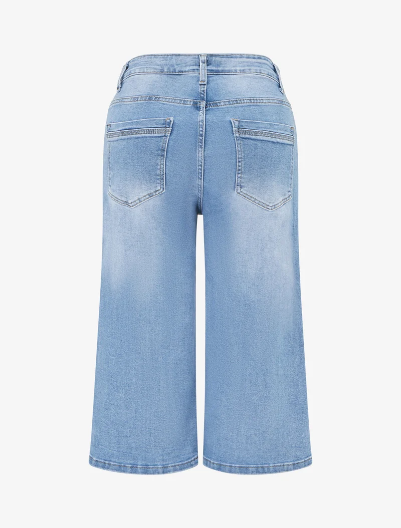 Gerade geschnittene Jeans-Bermuda - Blau