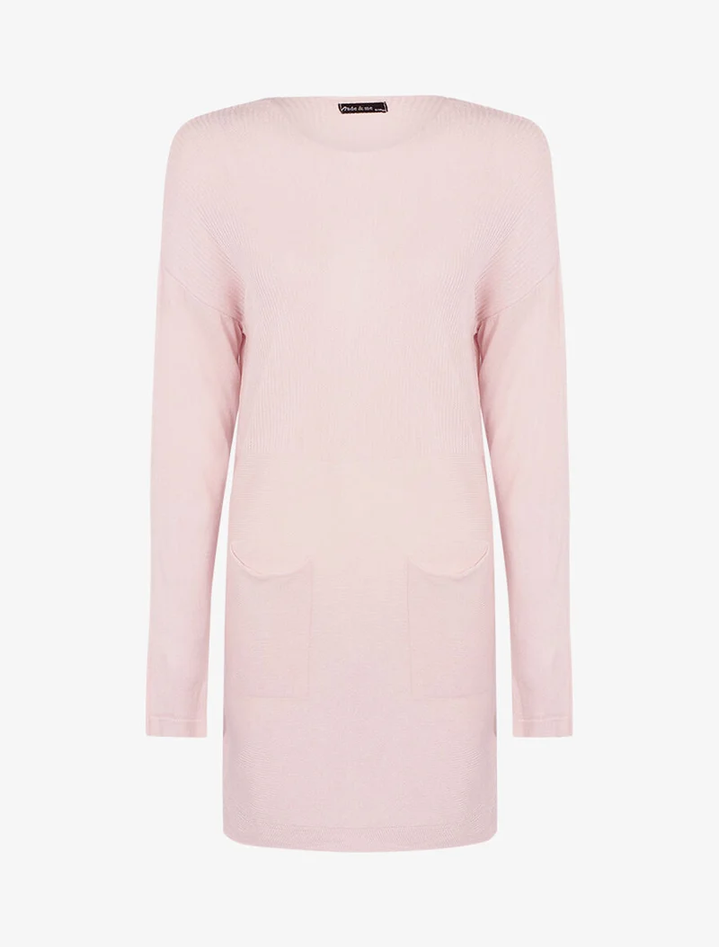 Pulloverkleid mit großen Taschen - Rose