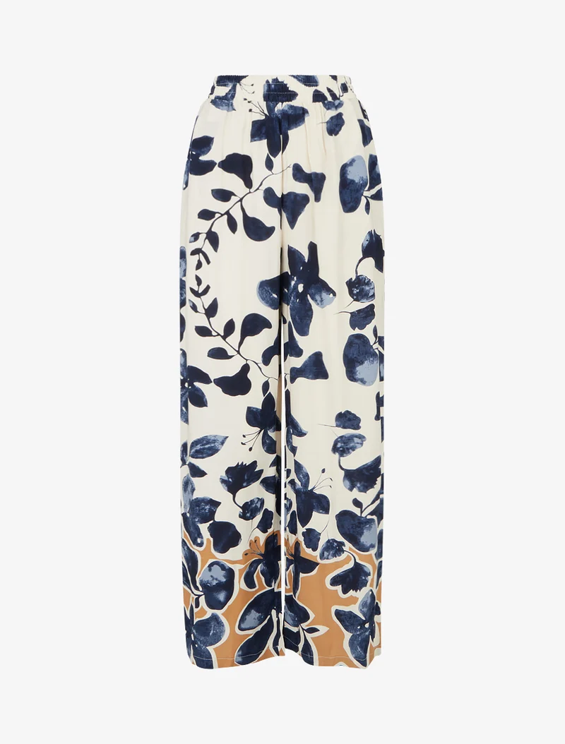 Gerade geschnittene Hose mit Blumenmuster - Marine