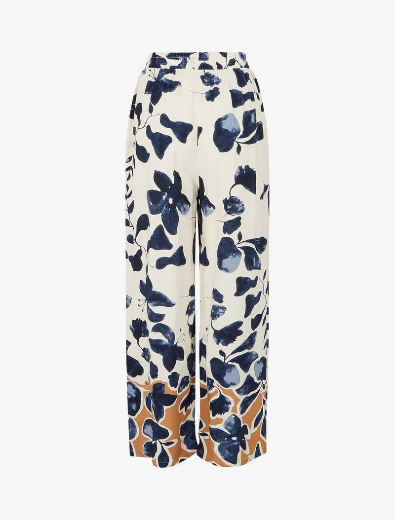 Gerade geschnittene Hose mit Blumenmuster - Marine