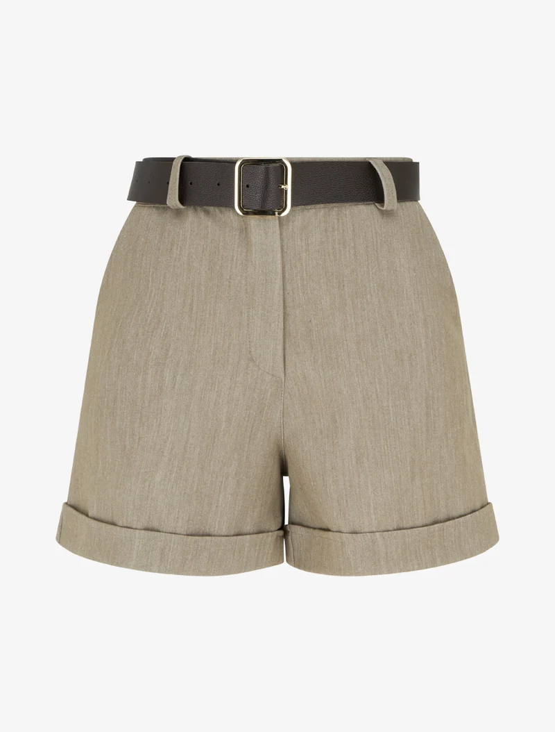 Gekrempelte Shorts mit Gürtel - Maulwurf