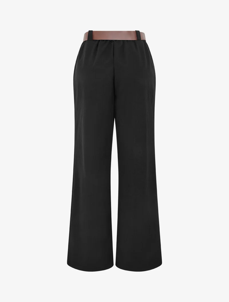 Elastische Hose mit weitem Schnitt - Schwarz