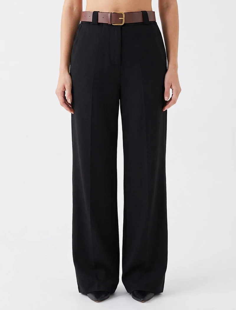 Elastische Hose mit weitem Schnitt - Schwarz