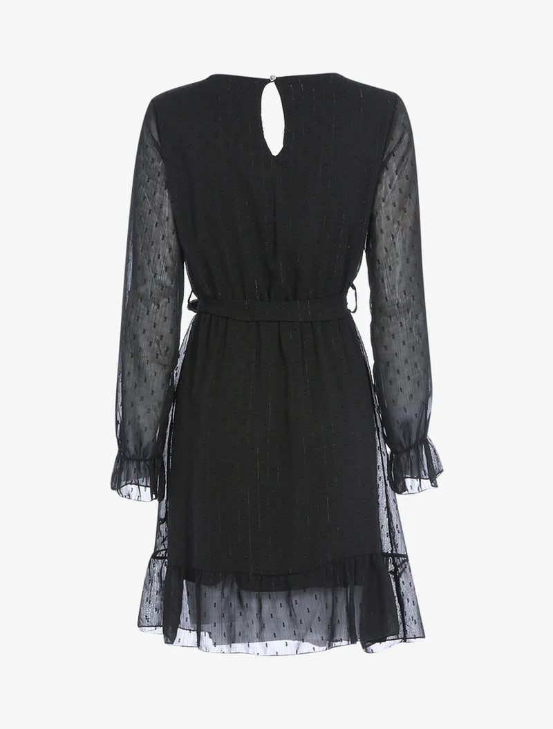 Kleid mit gestickten Punkten - Schwarz