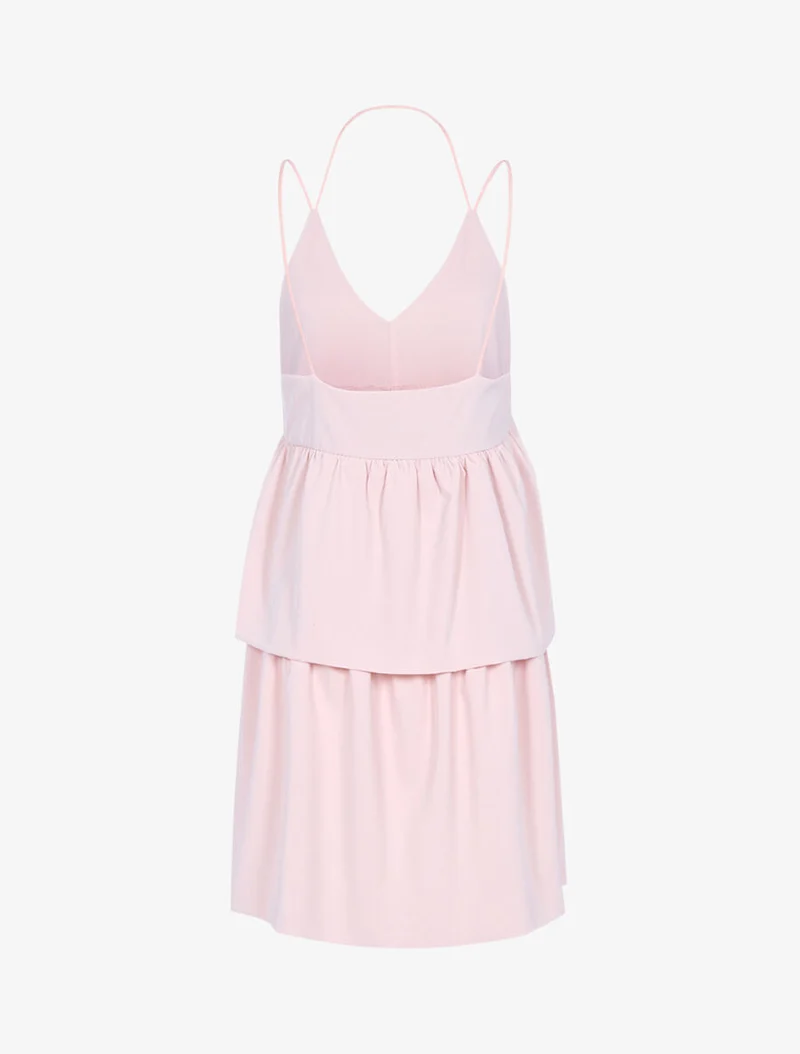 Lockeres Kleid mit großen Volants - Rose