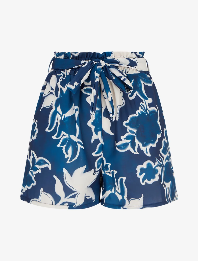 Fließende Shorts mit Blumenmuster - Marine
