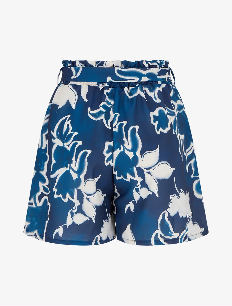Fließende Shorts mit Blumenmuster - Marine