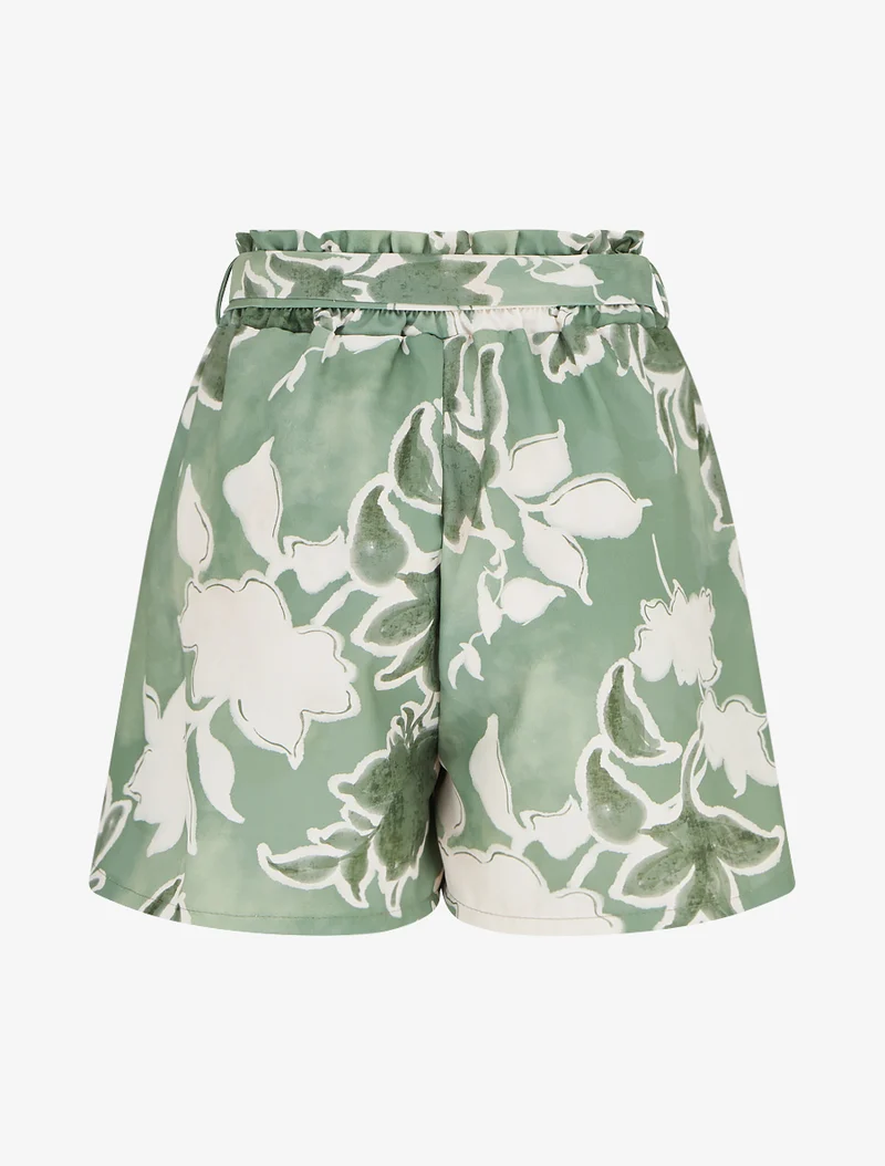 Fließende Shorts mit Blumenmuster - Grün