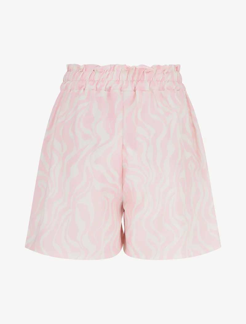 Kurze Paperbag-Hose mit Fantasiemuster - Rose