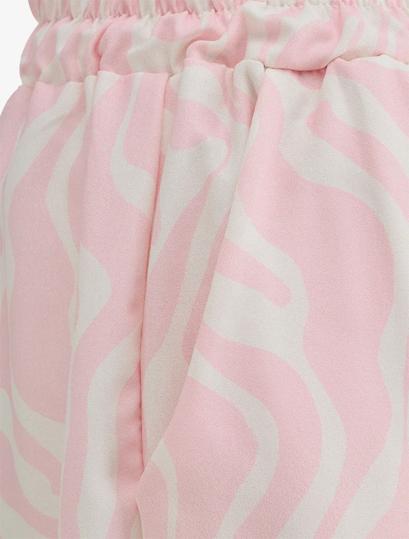 Kurze Paperbag-Hose mit Fantasiemuster - Rose