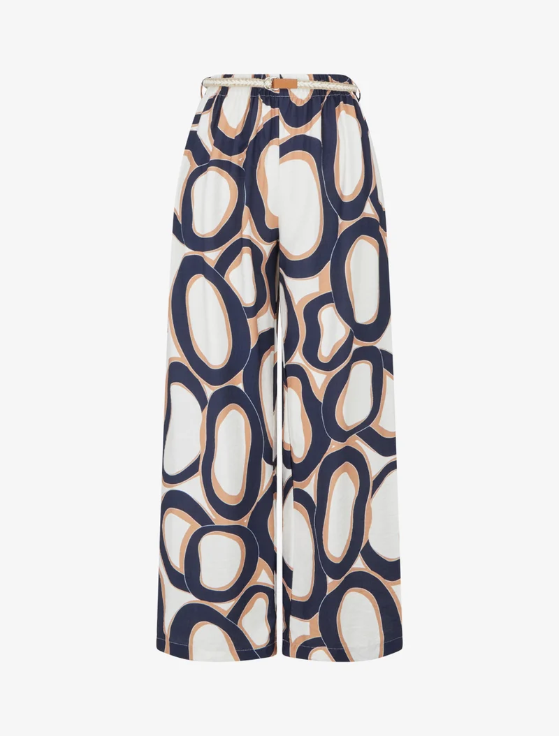 Gerade Hose mit hoher Taille und grafischem Druck - Marine