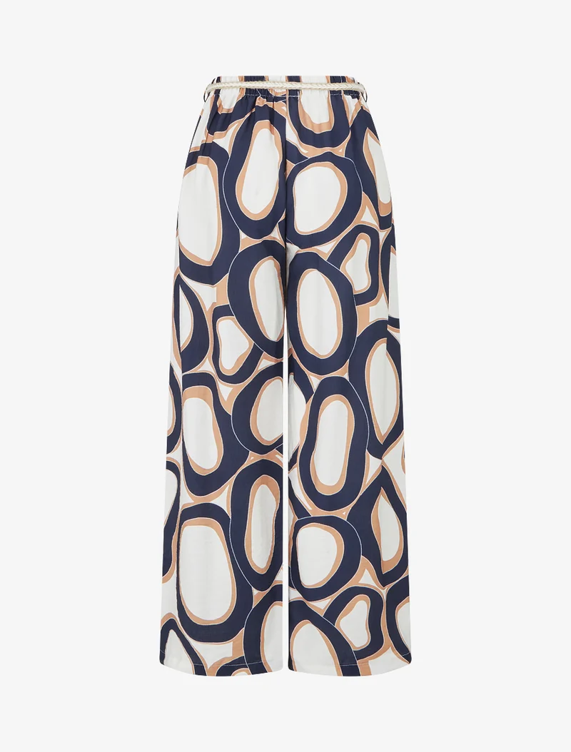 Gerade Hose mit hoher Taille und grafischem Druck - Marine