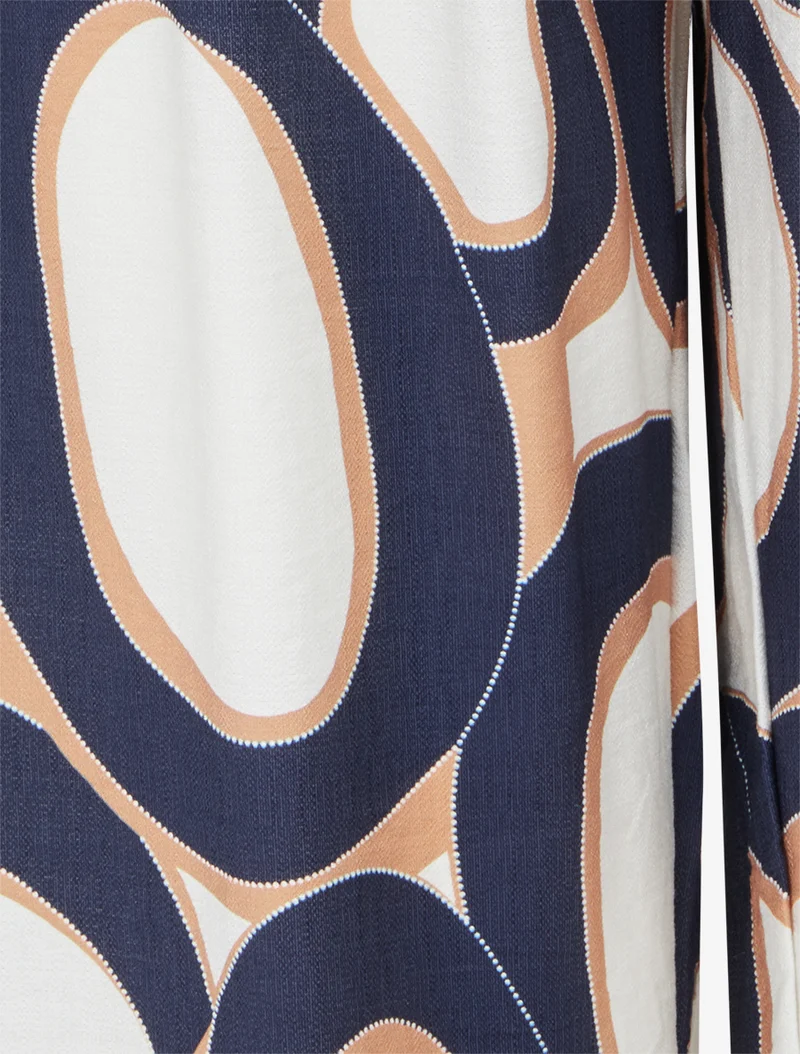 Gerade Hose mit hoher Taille und grafischem Druck - Marine