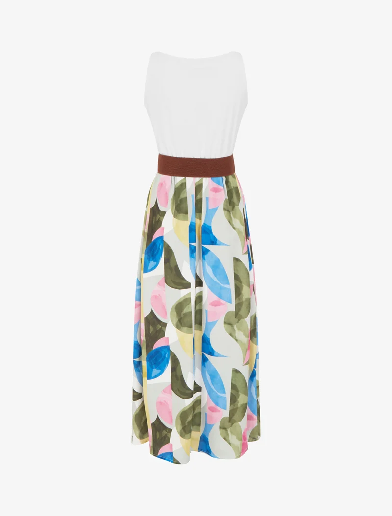 Trägerkleid mit Fantasiemuster aus Kunstleder - Kaki