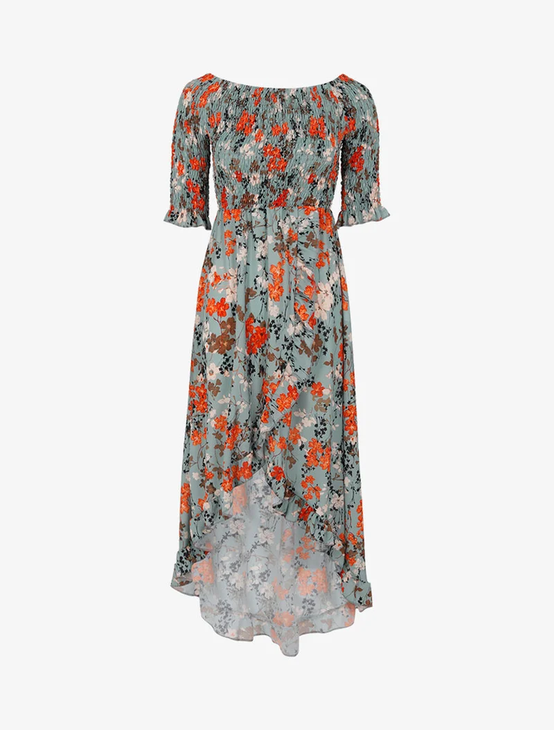 Wickelkleid mit asymmetrischem Schößchen - Wassergrün