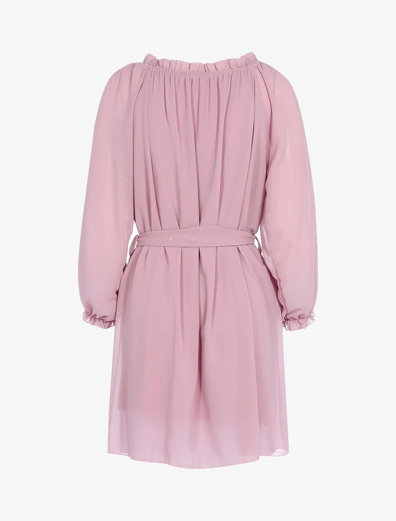 Schulterfreies Kleid aus Voile - Rose