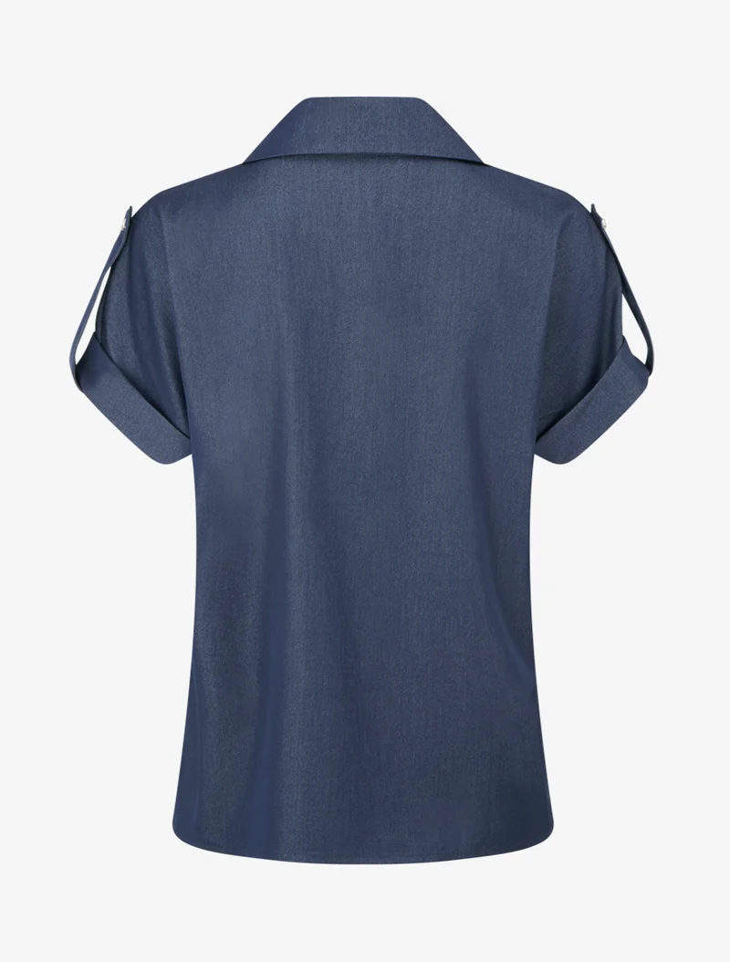 Einfarbiges Hemd mit Taschen - Rohblau