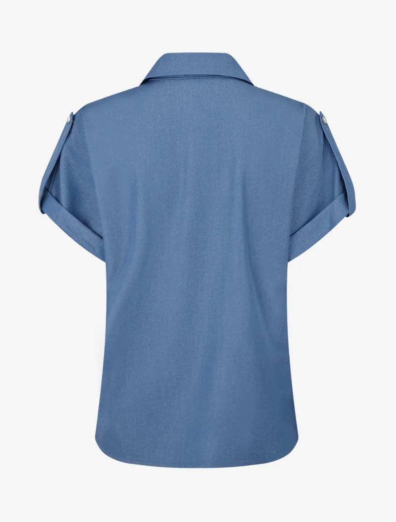 Einfarbiges Hemd mit Taschen - Dunkelblau