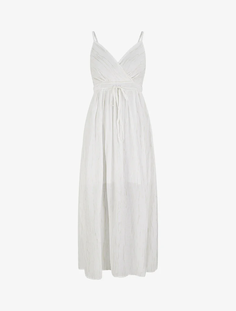 Unifarbenes elastisches Kleid mit schimmerndem Detail - Weiß