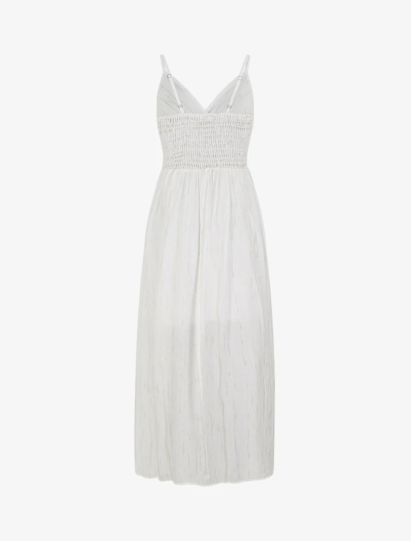 Unifarbenes elastisches Kleid mit schimmerndem Detail - Weiß