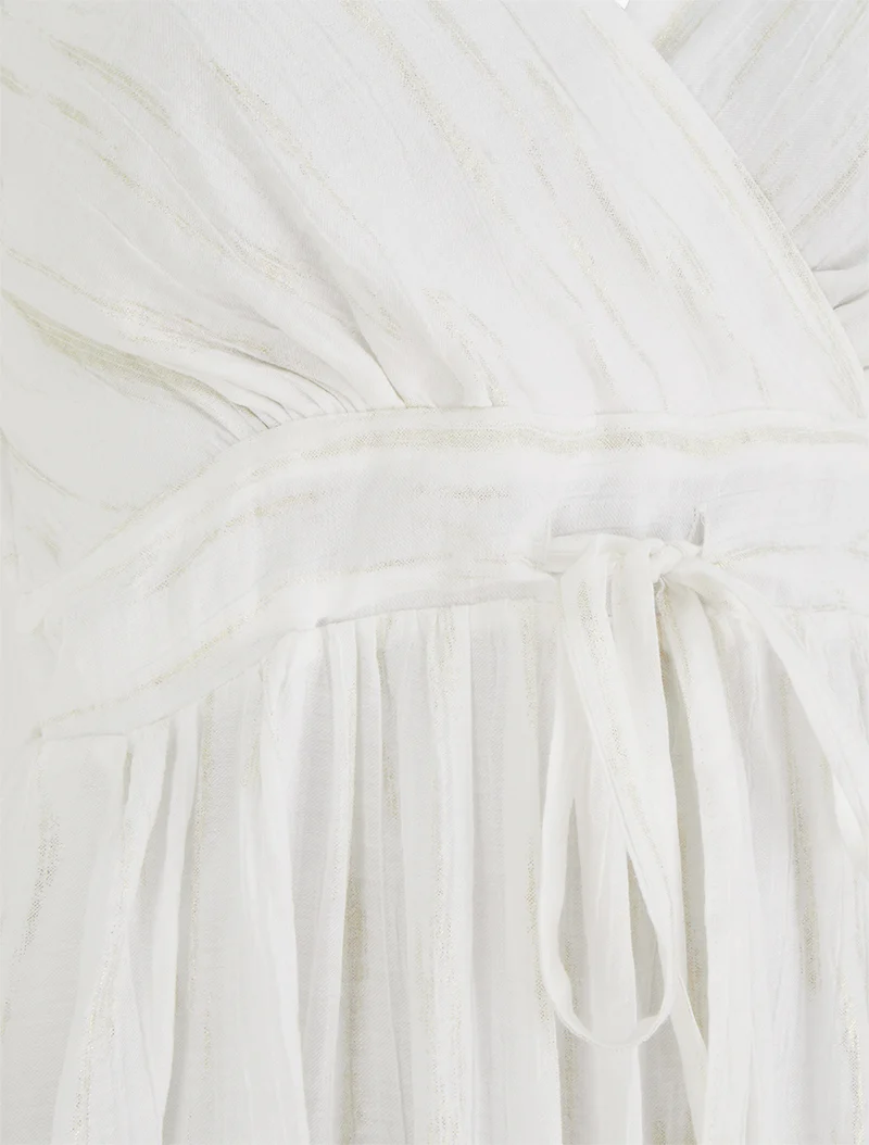 Unifarbenes elastisches Kleid mit schimmerndem Detail - Weiß