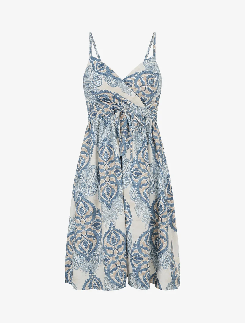 Midikleid mit barockem Print - Blau