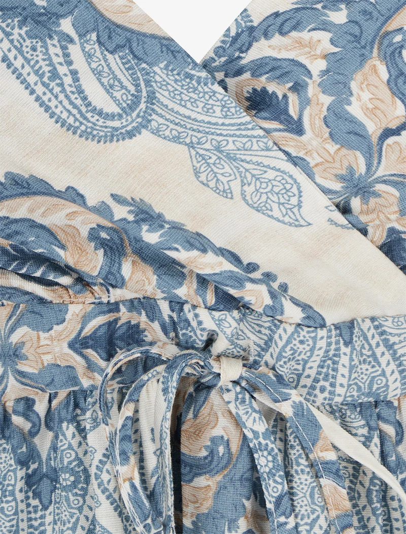 Midikleid mit barockem Print - Blau