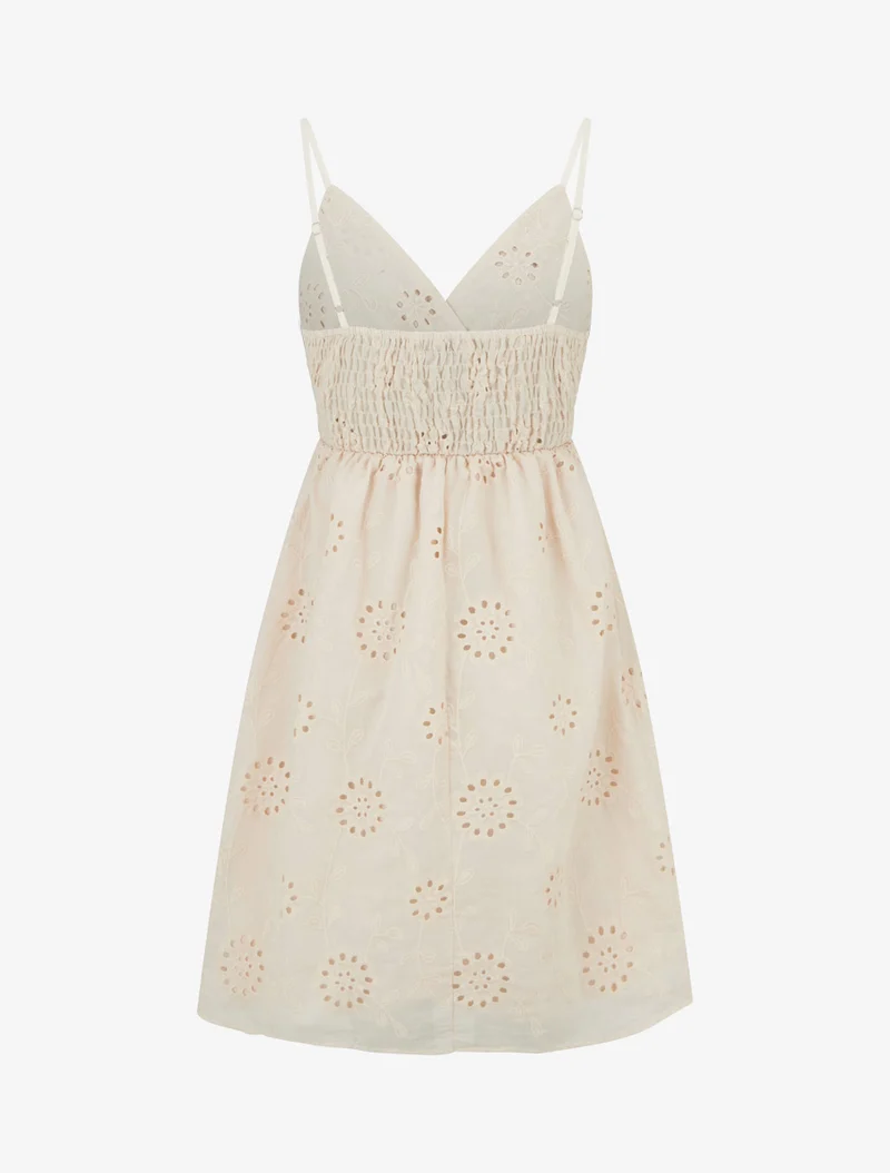 Midikleid mit durchbrochenem Blumenmuster - Beige