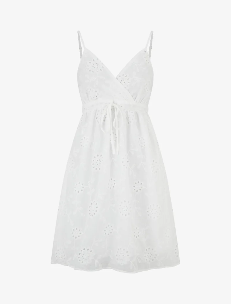 Midikleid mit durchbrochenem Blumenmuster - Weiß