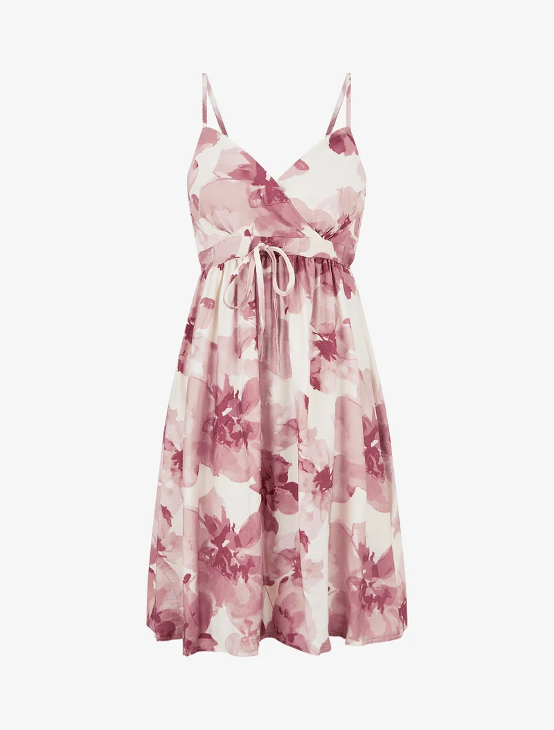 Midikleid mit Blumenmuster - Altrosa