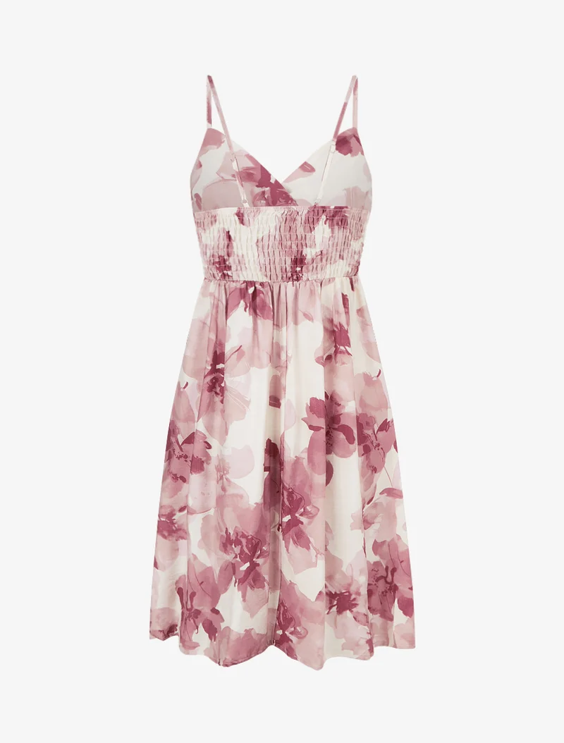 Midikleid mit Blumenmuster - Altrosa