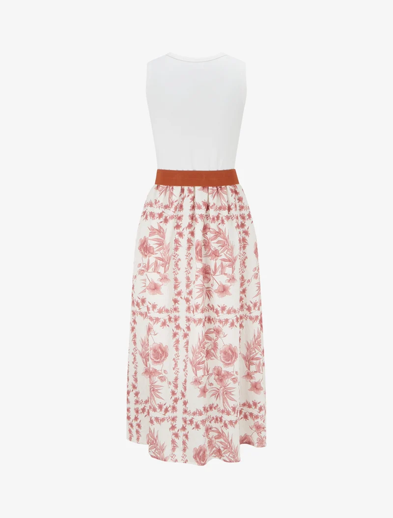 Kleid mit Blumenmuster und Taschen - Altrosa