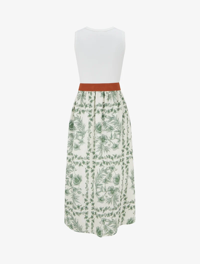 Kleid mit Blumenmuster und Taschen - Grün