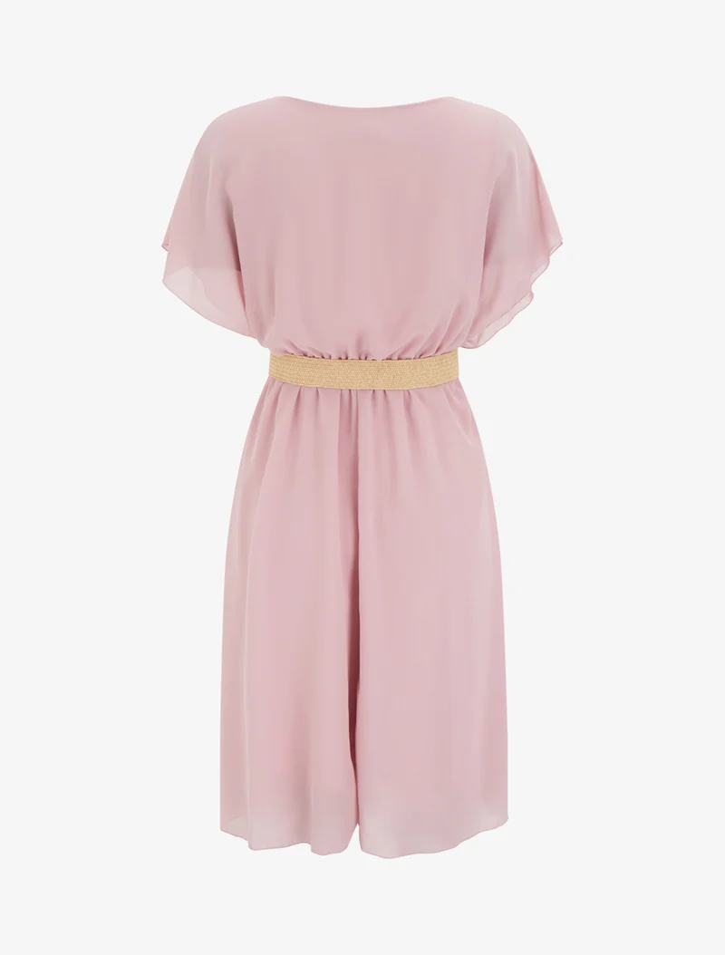 Unifarbenes, knielanges Skaterkleid - Rose