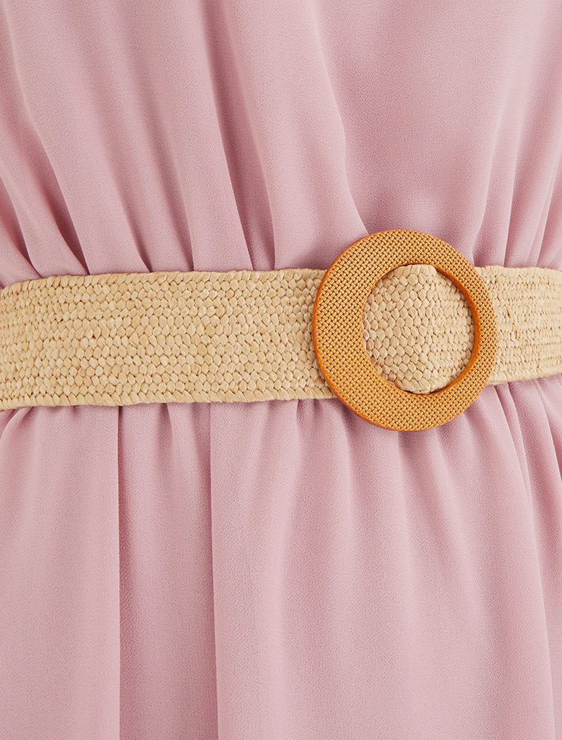 Unifarbenes, knielanges Skaterkleid - Rose