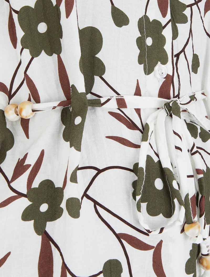 Ärmelloses Top mit Blumenmuster - Kaki