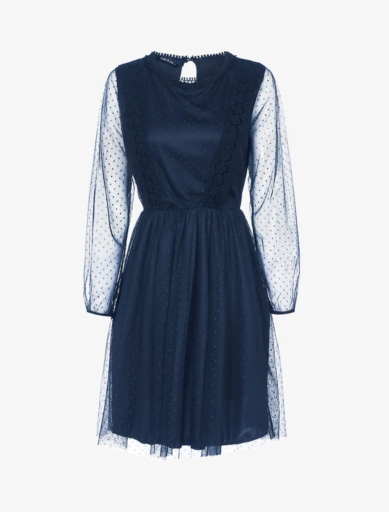 Skaterkleid aus Tüll und Häkelarbeit - Marine