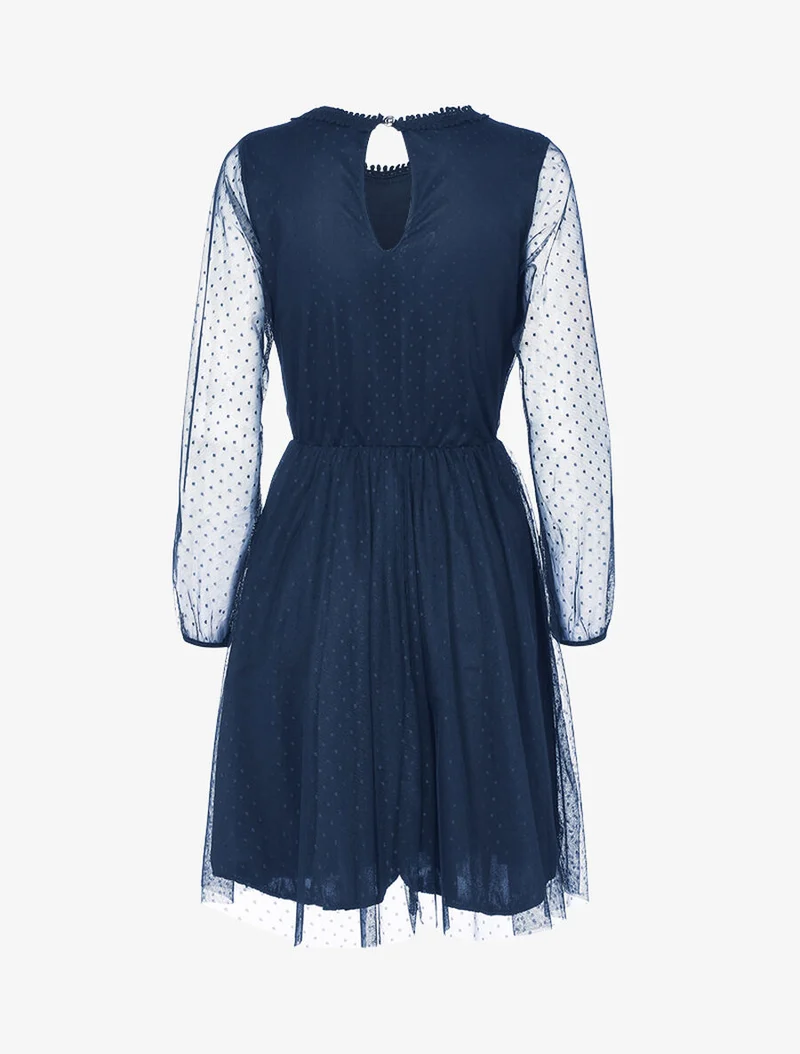 Skaterkleid aus Tüll und Häkelarbeit - Marine