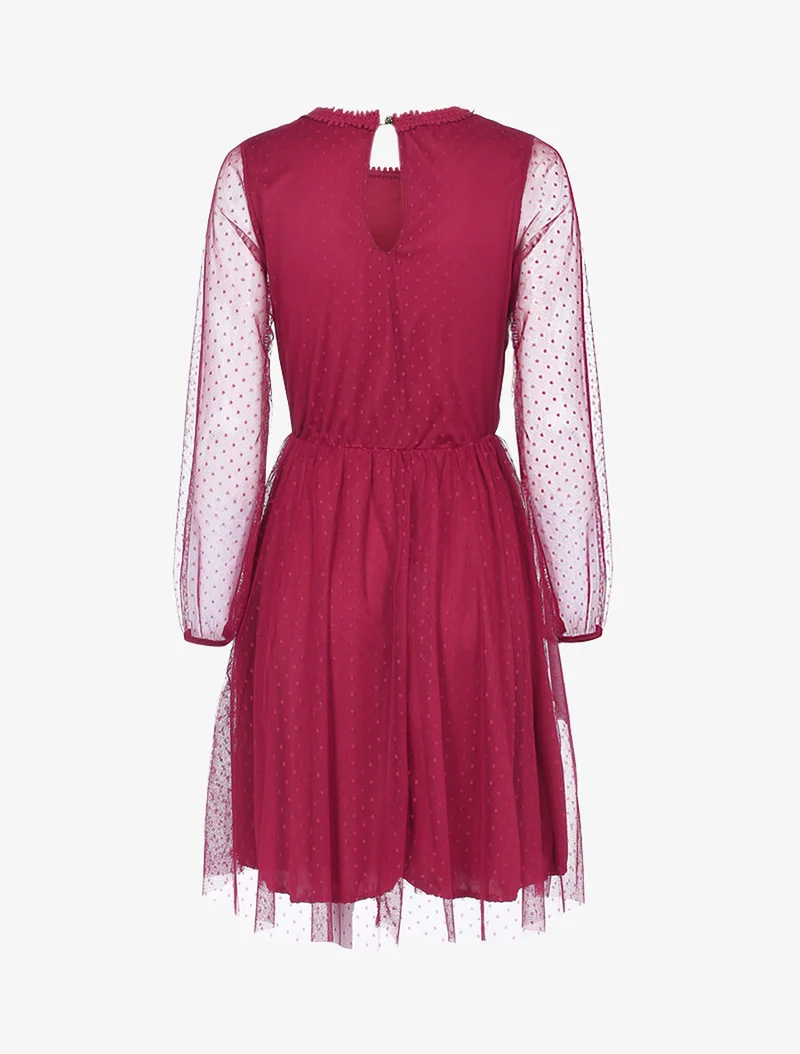 Skaterkleid aus Tüll und Häkelarbeit - Bordeaux