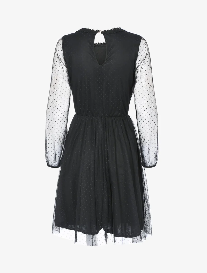 Skaterkleid aus Tüll und Häkelarbeit - Schwarz