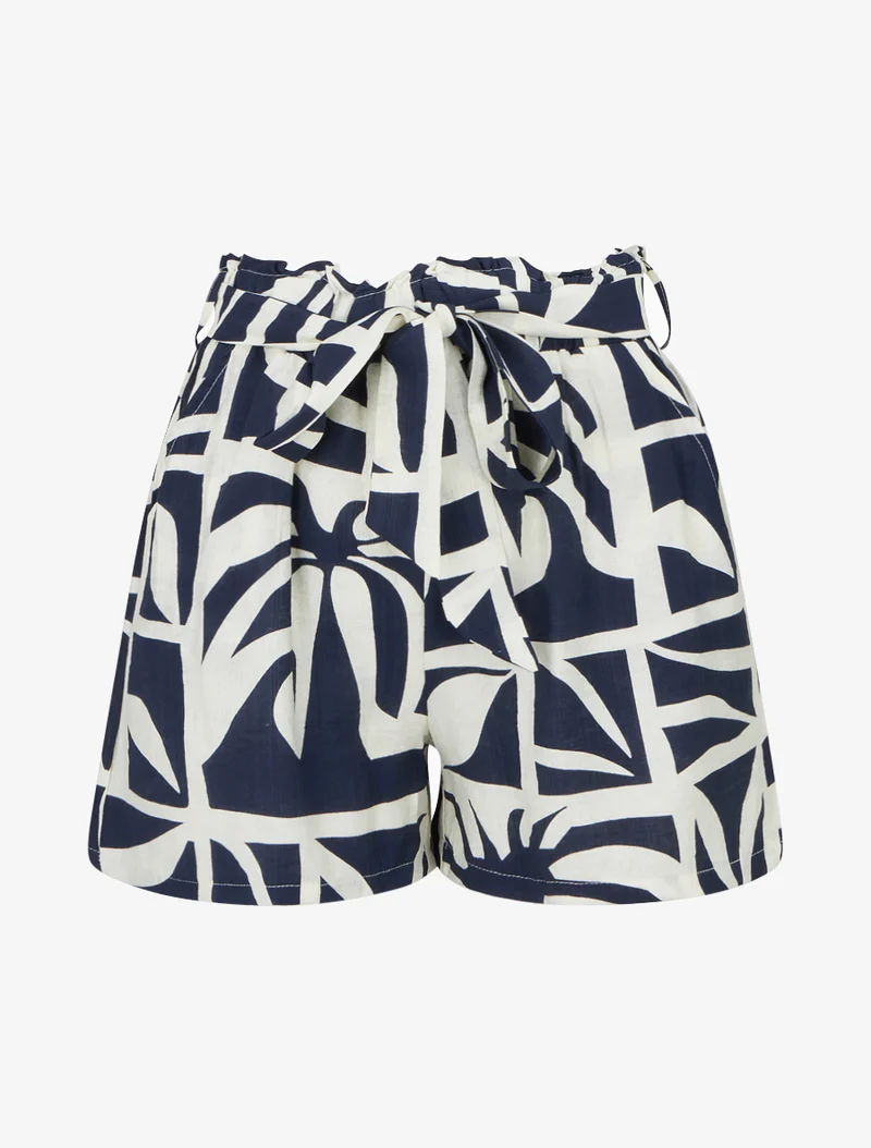 Grafisch bedruckte elastische Shorts - Marine