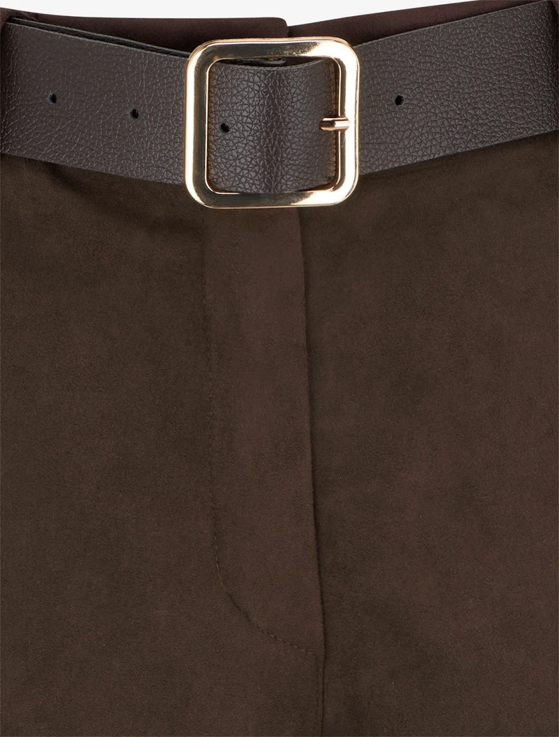 Shorts mit Umschlag aus Wildlederimitat - Braun