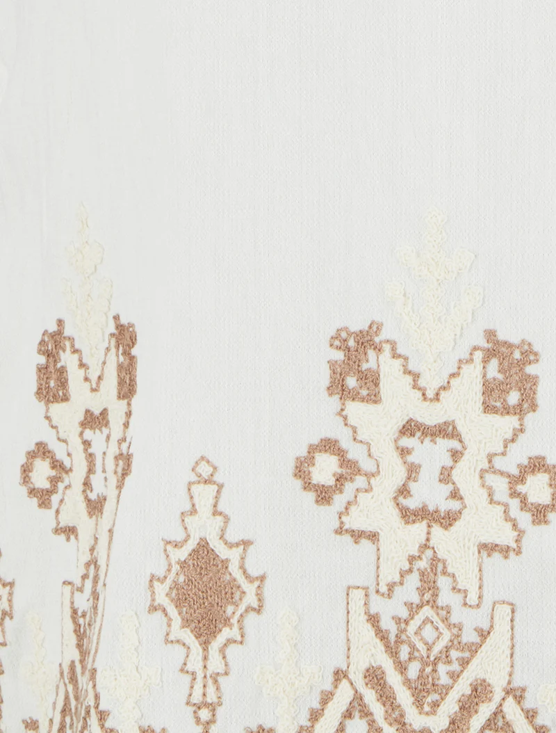 Ärmelloses, besticktes Top mit quadratischem Schnitt - Beige